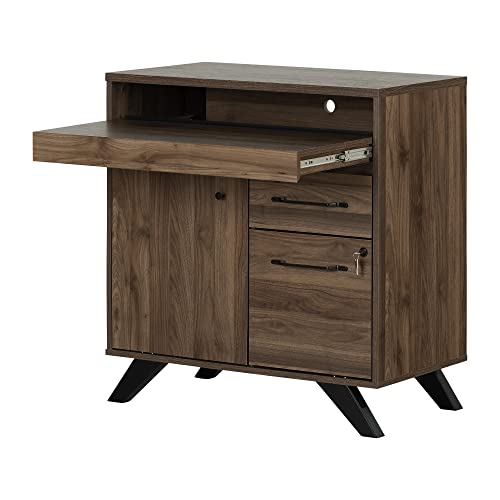 South Shore Flam Multi-Function Secretary Desk Natural Walnut, Scandinavian