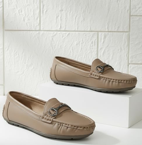Image of Pluxh Women's Classic Ballet Flats with Metal Detail | Soft Padded Slip-On Shoes | Lightweight Comfort Footwear | Flexible Sole | Office, Casual