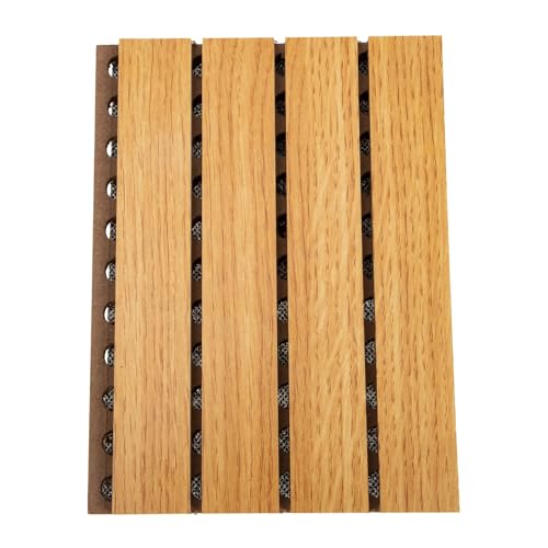 HAMPPLIES Panel Acústico de Madera Perforada Color Madera Oscura para Aislamiento y Absorción Sonora Paredes para Estudios Oficinas y Salas de Grabación