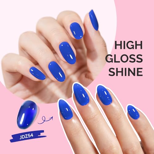 Image of MelodySusie Blue Gel Nail Polish, 0.5Fl.oz Jeweliver Jelly Royal blue Gel Polish Translucent Dark Blue Deep Sheer Color Soak Off U V LED Gel Polish Nail Art Design Manicure Salon DIY At Home JDZ54