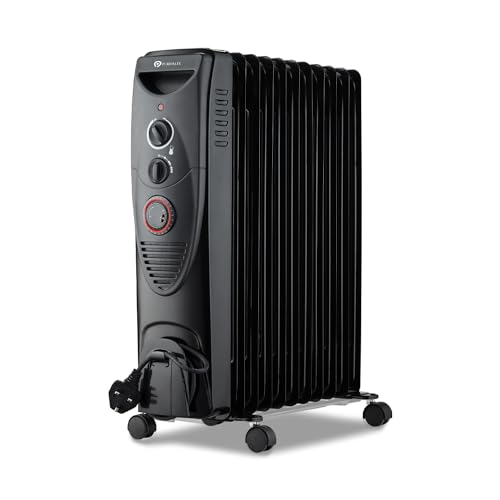PureMate Oil Filled Radiator, 2500W/2.5KW - 11 Fin - Portable Ele...