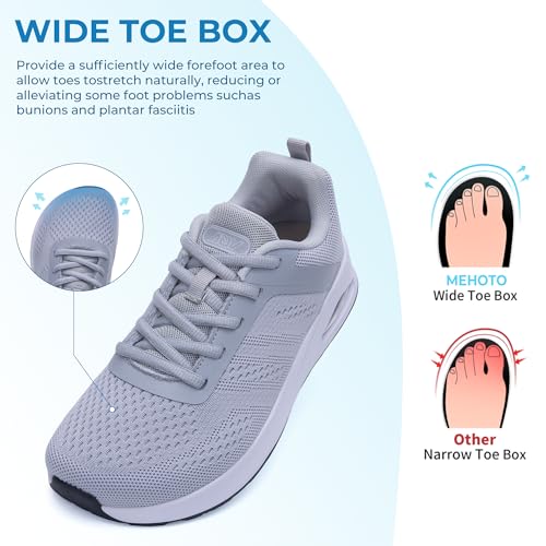 Image of MEHOTO Womens Wide Toe Box Shoes Walking Sneakers with Arch Support Fashion Tennis Shoes for Swelling Bunion Plantar Fasciitis