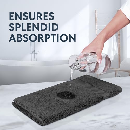 Image of White Classic Luxury Dark Gray Hand Towels - Soft 100% Turkish Cotton | Highly Absorbent Hotel spa Bathroom Towel Collection | 16x30 Inch | Set of 6