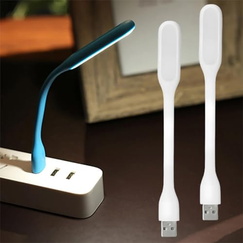 Image of 2Pack Mini USB Light for Keyboard - LED Laptop Computer Light, Flexible USB Night Light for Notebook PC, Adjustable Gooseneck Book Reading Lamp, Portable Home LED Lighting Source, White