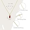 Annika Bella, Birthstone Pendant Necklaces, Gold Necklace for Women, Adjustable Length Necklace, Rectangle Pendant, Birthday Gift, Stone Charm Necklace, Gold Jewellery (Dark Red - July) #2