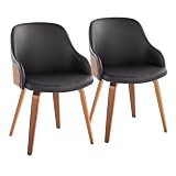 LumiSource Bacci Dining Room Chairs for Dining Table Set of 2, Upholstered Dining Chairs, Modern Dining Chair, Kitchen Chairs for Dining Table, Mid Century Modern Dining Chairs (Black Faux Leather)