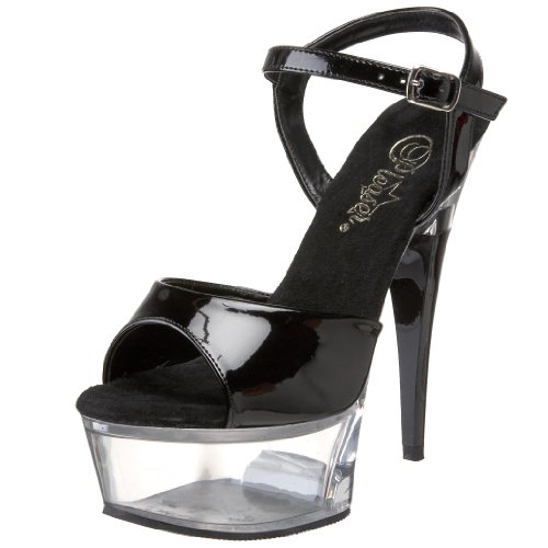 Pleaser Damen CAPTIVA-609 Peeptoe Sandalen, Schwarz Blk Pat CLR, 41 EU