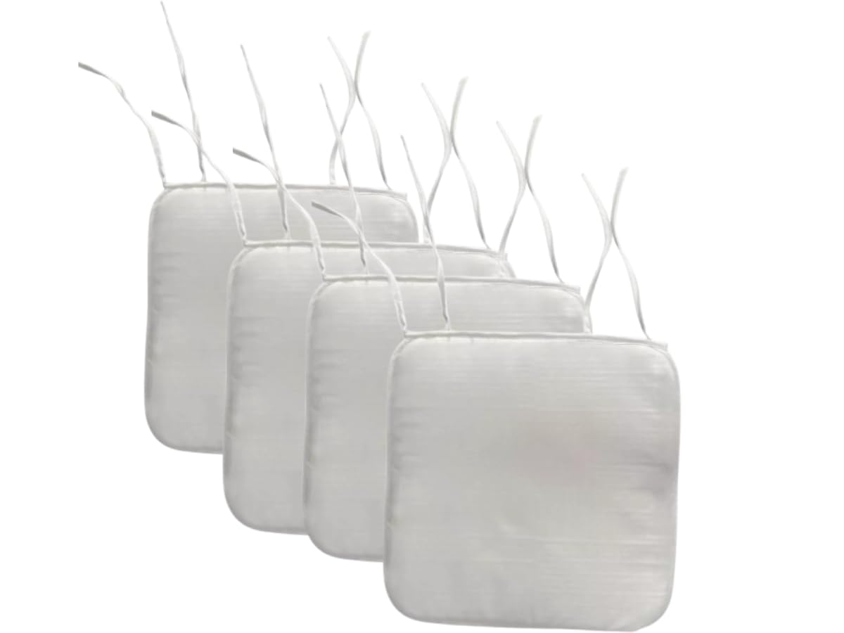 L S U Waterproof Chair Cushion Seat Pads Outdoor Tie-On Garden Patio Kitchen Office Chairs- Pack of 2, 4, 6, 8 (Pack 4 Beige)