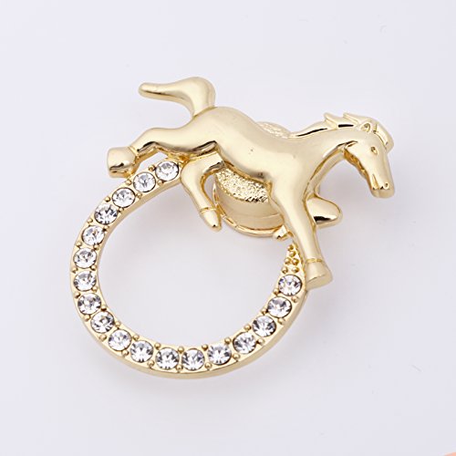 Image of Horse Lucky Horseshoe Magnetic Brooch Eyeglass Holder 3 Tone