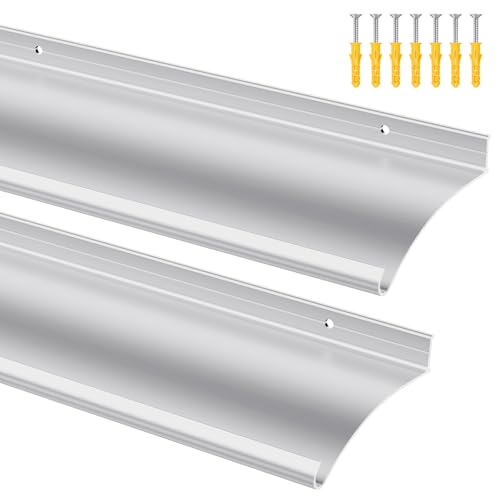 Jiekayi 2 Pcs Extra Wide 4 W Door Rain Drip Guard, 52 L Anodized Aluminum Door Drip Cap for Exterior Doors Window Top, Overhead Drip Guard Edge Window Deflector (Silver)