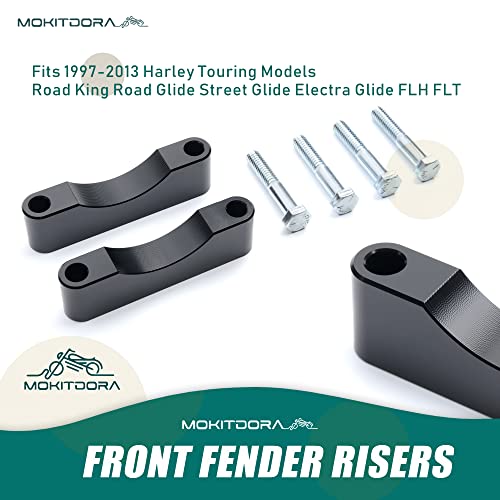 Mokitdora Touring Front Fender Spacers Riser For 21" 23" 26" Wrap Wheel Compatible With 1997-2013 Harley Road King Street Road Electra Glide Flh Flt, Black #TOP2