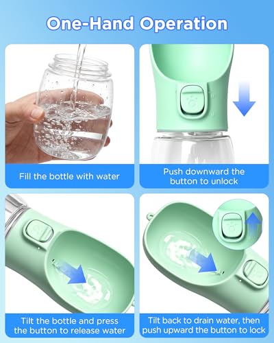 Image of Portable Dog Water Bottle, Leak-Proof Pet Water Dispenser with Water-Saving Reflow, One-Hand Operation & Dishwasher Safe Travel Bottle for Walking, Hiking & Travel