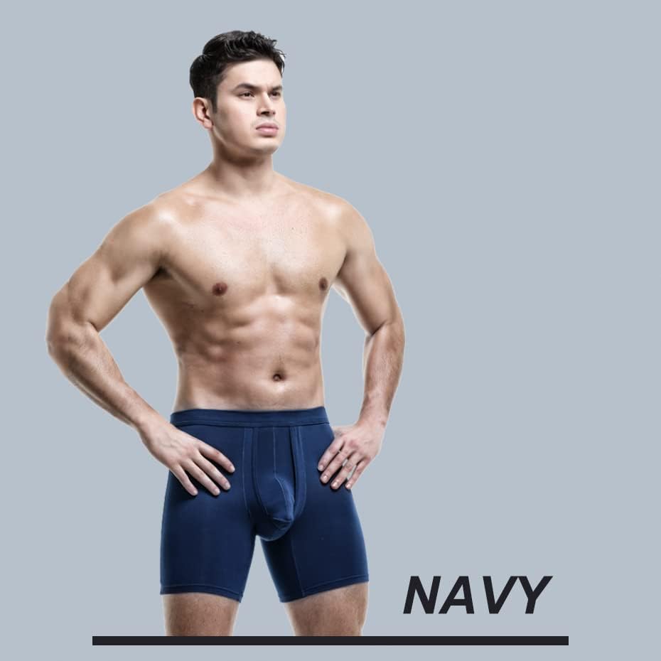 Ouruikia Men's Underwear Boxer Briefs Anti-Chafing Long Leg Modern Long Leg Boxers Tagless Boxer Briefs Separate Pouch - Image 3