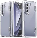 VRS DESIGN Phone Case for Galaxy Z Fold 5 5G (2023) [Simpli Fit Crystal], Premium Modern Slim Style Spring-Loaded Hinge Cover Case with Tempered Glass Screen Protector (Clear/Renewed)