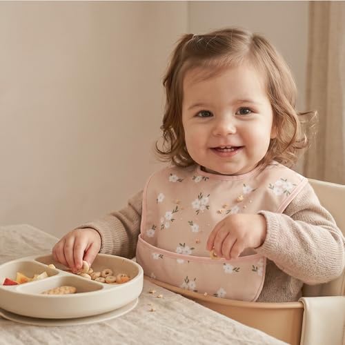 CIVARUA KIDS 3-Pack Baby Feeding Bibs | Waterproof Stain-Resistant 3D Food Catcher, Soft Lightweight Design for Baby-Led Weaning, Infants & Toddlers 3-24 Months Green Bloom — view 2