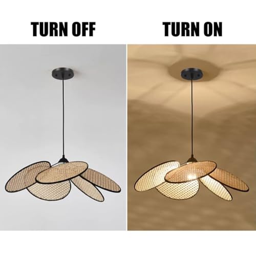 Lámpara de techo de ratán artesanal con diseño de flor 6