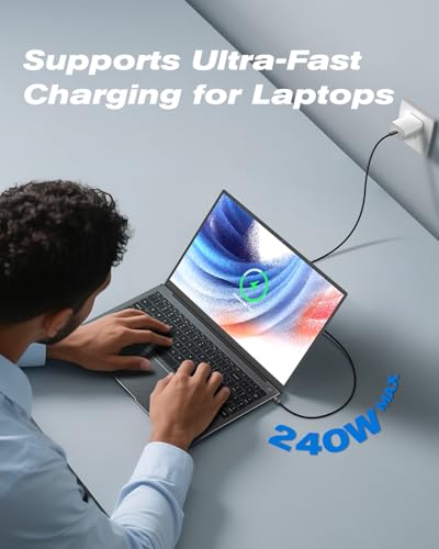 Image of Thunderbolt 4 Cable, 3.3ft USB C to USB C Cable 240W Fast Charging, Blazing 40Gbps Data, Dual 8K /4K Video Output, for iPhone 16 MacBook Pro Air iPad Laptop and More-（Thunderbolt 4 Certified）