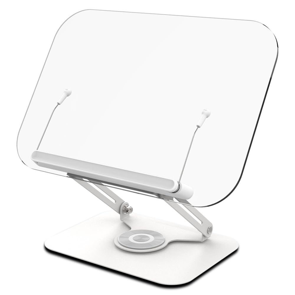 Supporto Per Ricette E Spartiti Leggio Da Tavolo Leggio Per Lettura, Supporto Regolabile Con Base Girevole A 360° E Clip Leggio Con Clip Elastiche Per Pagine