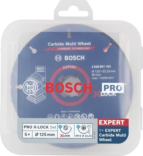 Bosch Accessories 5tlg. X-LOCK Trennscheiben Schleifscheiben Set (Edelstahl, Metall, Ø 125 mm, Zubehör Winkelschleifer)