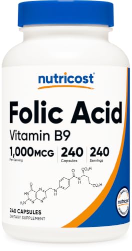 Nutricost Folic Acid (Vitamin B9) 1000 mcg 240 Capsules