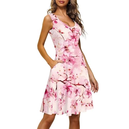 Image of TOADDITDO Womens Summer Sleeveless Tank Dress with 2 Side Pockets XS-4XL Plus Size