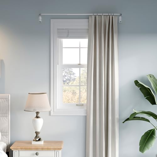 Image of ENJOYBASICS 28-48 inch Wrap Around Curtain Rod, Quick Curtain Change, Silver | Blackout Curtain Rod, Maximum Block Light for Sleep, Flexibly Adjustable Length to Fit Any Room, No Sagging, Easy to Install