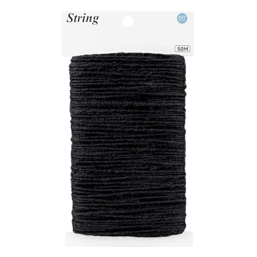 KINGLAKE Black Jute Twine String - 2mm 164 Feet Long Black String Hemp Jute Rope Cord Twine for Crafts Gift Wrapping Gift Tags Home Decor Halloween