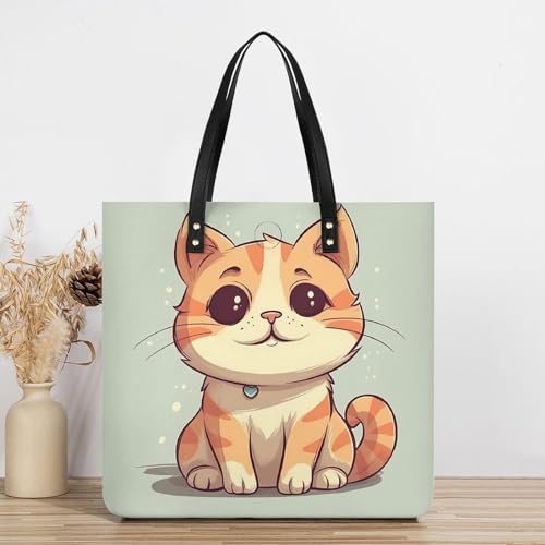 Sac à main en cuir imperméable chat blanc grand format pour voyage - 6
