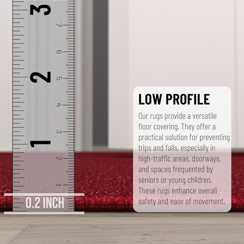 Machine Washable Modern Solid Design Non-Slip Rubberback 2x5 Traditional Runner Rug for Hallway, Kitchen, Bedroom, Entryway, 20" x 59", Red - Image 5