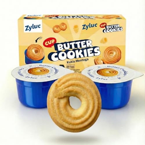 Zyluc Butter Cookies – 16 Single-Serve Snack Cups (3 Cookies Each) – Cup-Packed, Fresh &amp; Crispy, Mess-Free Family Snack for Kids, Lunchboxes, Office, Travel &amp; Sharing (400g)