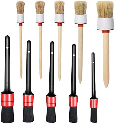 10PCS DUALSHINE Car Auto Detailing Brush Set, Auto Detailing Brushes Cleaner Car Detailing Brushes Exterior, Car Interior Brush for Detailing Cars Automotive Interior, Wheels, Exterior, Leather