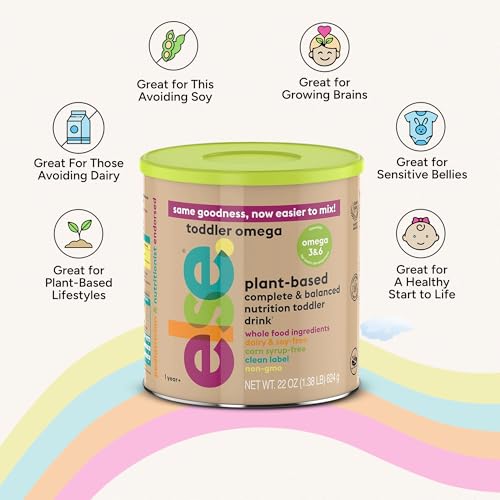 Else Nutrition Plant‑Based Toddler Formula 12–36 Months – Omega 3 & 6, Dairy & Lactose Free with Almond Butter, Buckwheat, Prebiotics, 20+ Vitamins & Minerals | Gentle Digestion (22oz,Pack 1)