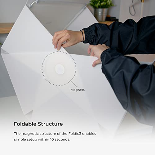 Foldio3 (25inch Lightbox for Product Photography / 25" x 25" / Portable Studio, Dimmable LED Chips, CRI 97+, Background Sheet Included | ORANGEMONKIE | World 1st All-in-one Photo Studio)