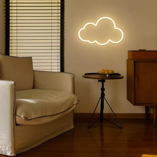 Image of Cloud Neon Sign Cute Warm White Clouds LED Light Sign for Wall,13 * 7.9in Dimmable USB Floating Clouds Light Up Sign for Living Room Kid Bedroom Nursery Birthday Christmas Wedding Party decor