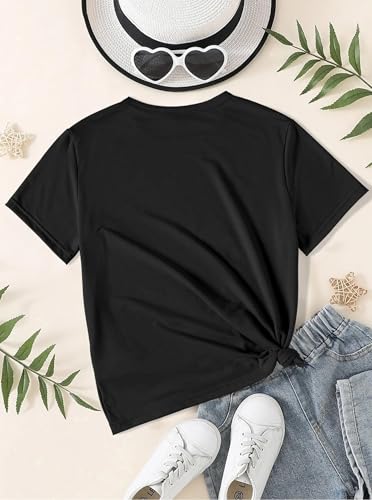 Image of Girls' Graphic Tees Summer Cute Tops Casual Short Sleeve Crew Neck T Shirts