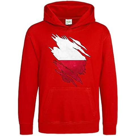 Torn Effect Poland Flag Hoodie for Kids Cover