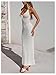 Milumia Women's Hollow Out Tie Backless Halter Beach Dress Sexy Deep V Neck Knitted Maxi Dresses White Small