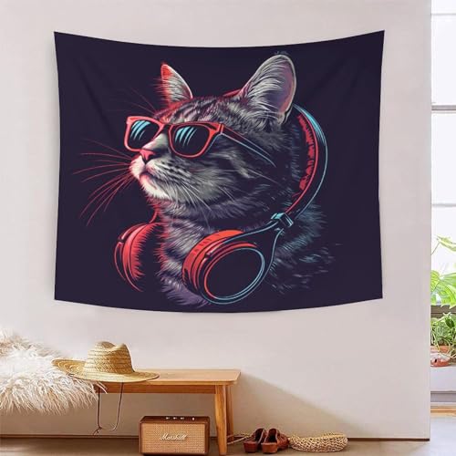 Tapisserie tissu effet 3D chat dcoration gante 180x230cm pour art mural moderne