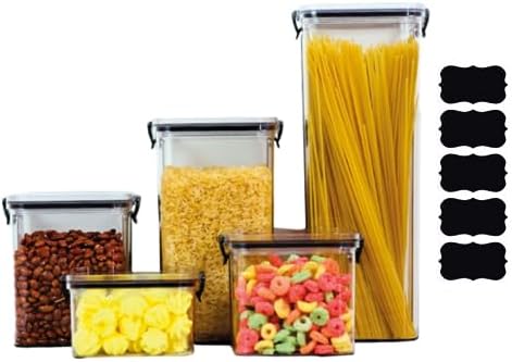 Kit 5 Potes Tampa Hermético Porta Alimentos Mantimentos Armário Cozinha