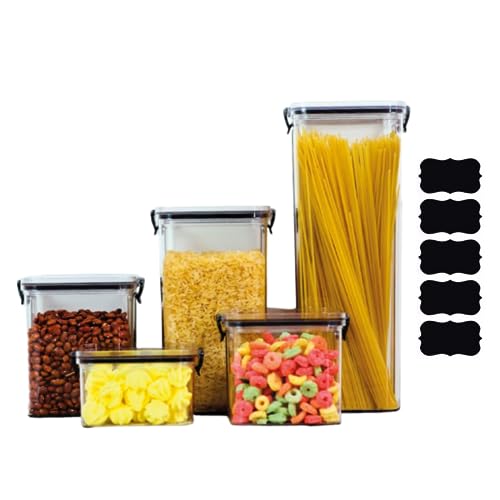 Kit 5 Potes Tampa Hermético Porta Alimentos Mantimentos Armário Cozinha