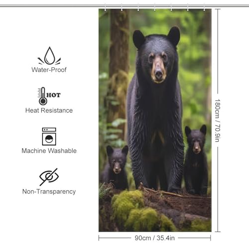 Rideau de douche ours imperméable en polyester 92x183 cm - 4