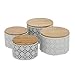 Produktbild CasaJame Steingut Vorratsdosen grau Tiles 4er Set Sortiert H9-10cm D13-16cm Bambus Deckel mit Silikondichtung luftdicht