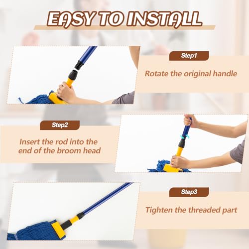 Image of Gisafai 46.5 Inch Broom Handle with Threaded Tip,Blue,20 Pcs