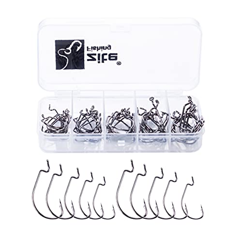 Zite Fishing Offset-Haken Set - 50 STK Angelhaken Sortiment #2-3/0 - Gummiköder Haken für Jigs, Creature Baits… – Bild 3