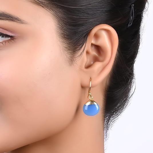 Gempires Natural Pear Cabochon Hook Earring, Meditation Earring, Handamde Jewelry, Gift for Her - Image 4