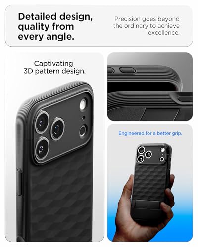 Image of Spigen Parallax S MagFit Back Cover Case for iPhone 17 Pro Max, MagSafe Compatible, 3D Hexa Cube Design - TPU | Matte Black
