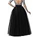 WDPL Women's Long Tutu Tulle Skirt A Line Floor Length Skirts (Black, X-Large)