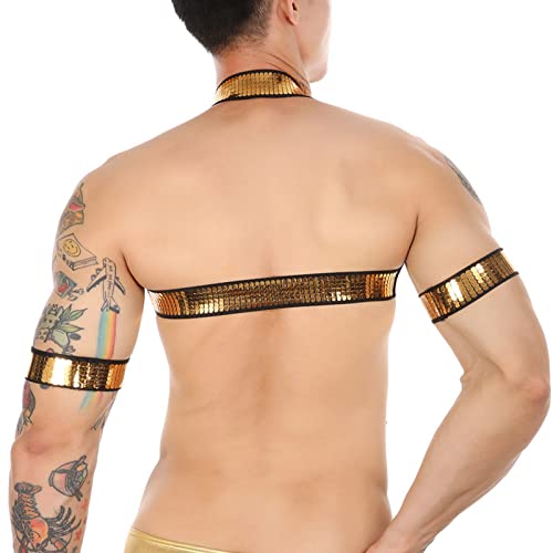 Image of Mens Harness Belt Nylon Elastic Body Shoulder Strap Sexy Halter Club Wear Cosplay Costume