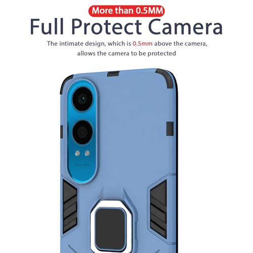 Image of Pikkme D5 Tough Armor Bumper | 360 Protection Case | Ring Holder Stand Case for OnePlus Nord Ce 4 Lite 5G (Blue)