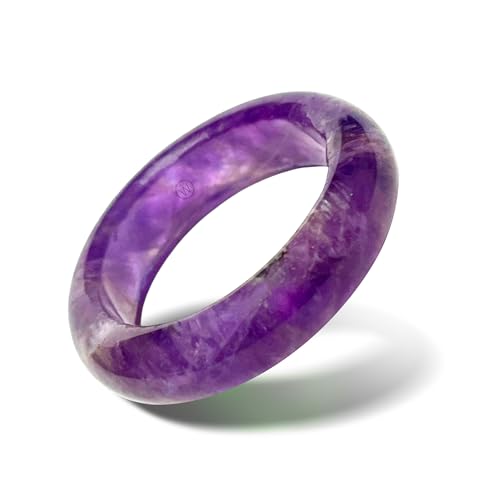 WHITESTONE JEWELRY CO. Purple Amethyst Ring Size 7 for Women & Men – February Birthstone Band, 6mm Stackable Gemstone Ring Made from High-Grade Natural Stones | Maya Stone Ring Collection